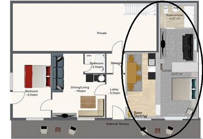 App4(3Pers.) 1DZ + WZ Couch-Terasse-See/Berg Blick