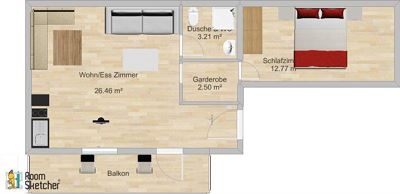 Apartment, shower, toilet, 1 bedroom