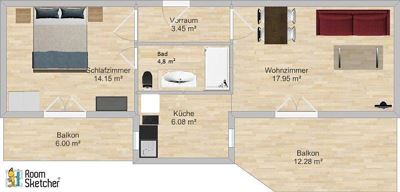 App6(4Pers.) 2DZ + 2 Balkone-See/Berg Blick