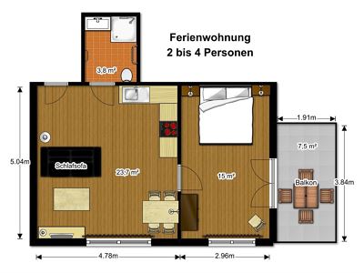 Apartment, shower, toilet, facing the mountains