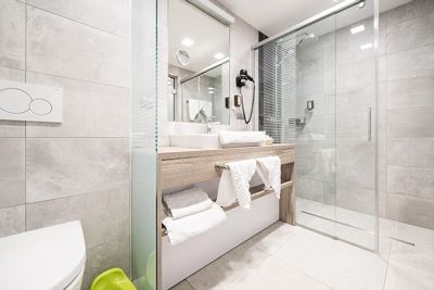 Hotel suite, bath, toilet, west