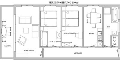 Apartment, separate toilet and shower/bathtub, 2 bed rooms