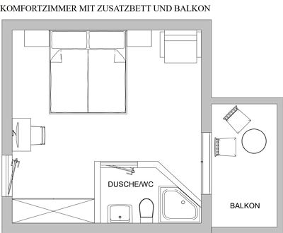 Double room, shower or bath, toilet, balcony