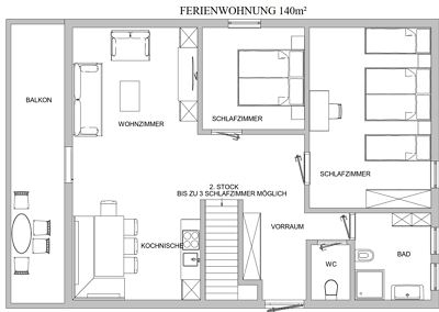 Apartment, separate toilet and shower/bathtub, balcony