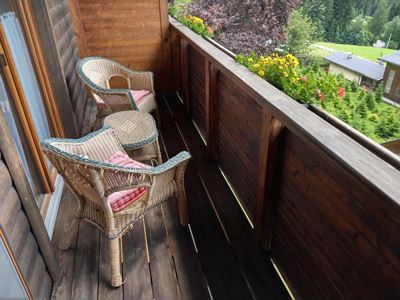 Studio, shower and bath tub, balcony