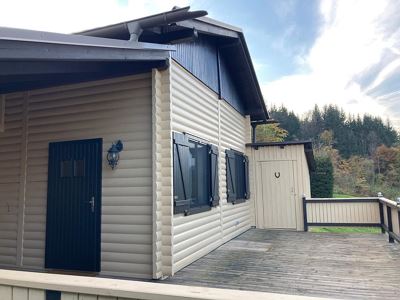 Holiday home, shower, toilet, lake view