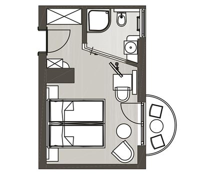 Camera doppia, doccia, WC, nord