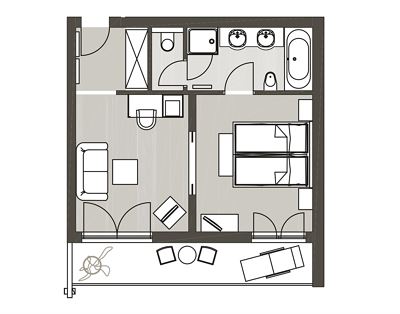 Suite, doccia e bagno, WC, vista lago