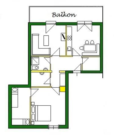 Apartment, shower, toilet, 2 bed rooms