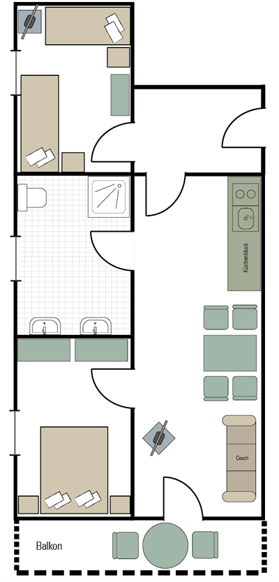 Appartamento, doccia, WC, balcone